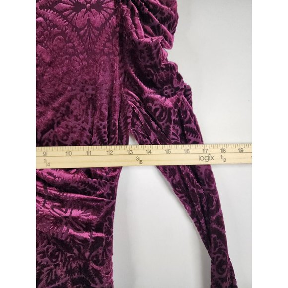 Vici Dress Womens XS Wine Velvet Victoria Anne Puff Shoulder High Low Midi - Picture 4 of 16